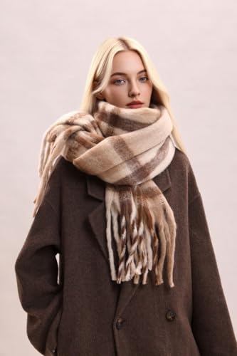 Women's Winter Scarfs, Mohair Vintage Scarf for Women and Men, Large Chunky Scarf Cashmere Feel Blanket Wrap4