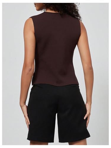 Verdusa Women's Elegant Button Down Sweater Vest V Neck Sleeveless Work Office Tank Top2