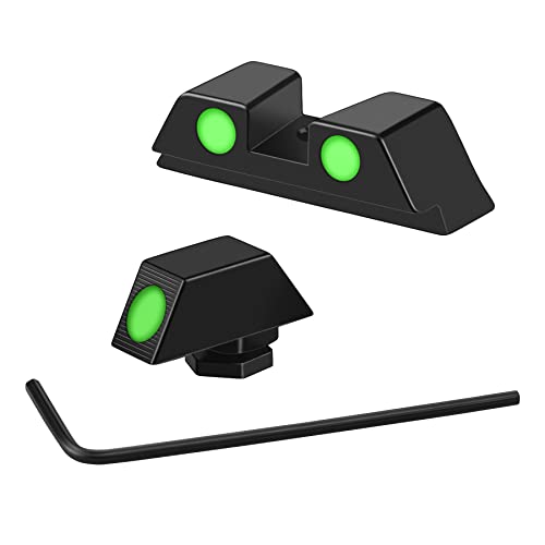 DIITA Night Sight Compatible with Glock 17 17L 19 26 27 33 34 38 39, Aluminum Alloy Sights 3-Dot Handgun Night Sights, with Hexagon Wrench (Green)