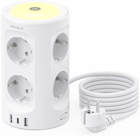 Torre Regletas Enchufes, Regleta USB 8 Tomas de AC y 3 USB, 2M To...