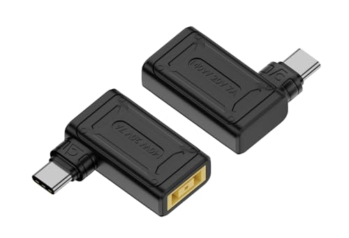Panlouting Slim Tip hankontakt till USB-C-adapter | PD 140 W omvandlare | gul fyrkantig tunn rak vinkel gul spets | automatiskt identifierande chip | för Lenovo bärbara datorer
