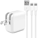 iPhone Charger iPad Charger,Original 2.4A 12W USB Wall Charger Foldable Portable Travel Plug and 2 Pack Charging Cable Compatible with iPhone,iPad