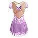 Figure Skating Dress for Girls Patchwork Back Women Ice Breathable Competition Dance Outfit Shiny Rhinestone(Light Purple,XX-Small)
