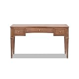 Jennifer Taylor Home JTH Luxe Dauphin 55' 3-Drawer Wood Executive Desk, Natural Brown Wood