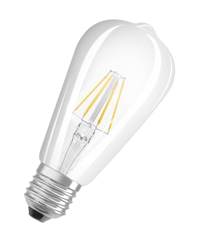 OSRAM Filament LED Lampe mit E27 Sockel, Edison Form, Warmweiss (2700K), 6,50 W, Ersatz für 60-W-Glühbirne, LED Retrofit CLASSIC ST