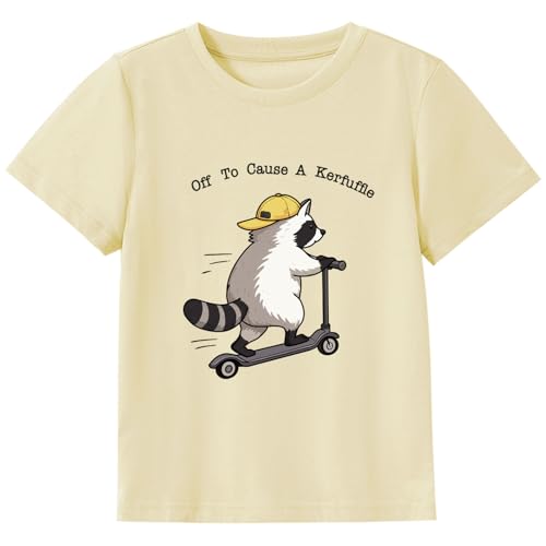 Funny Raccoon Shirt Ready to Cause Mischief Graphic Tee Cute Animal Kids Toddler T-Shirt Outfit 2-7 Years