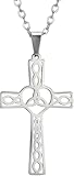 LAMGUL Accesorios Amuletos de Plata de Ley 925 Collar de Cruz Celta con Nudo Eterno para Hombres, Colgante de Cruz Celta de Jesús Religioso - Collar de Cruz Celta para Hombres, Collar de Cruz