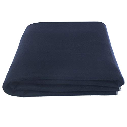 EKTOS 80% Wool Blanket, Navy Blue, Light & Warm 3.7 lbs, Large Washable 66\"x90\" Size, Perfect for Outdoor Camping, Survival & Emergency Preparedness Use
