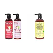 PURA DOR Apple Cider Vinegar Thin2Thick Set 16oz x 2 ACV Shampoo & Conditioner, Clarifying, Detox & Anti-Thinning Biotin Shampoo, Clinically Tested DHT Blocker