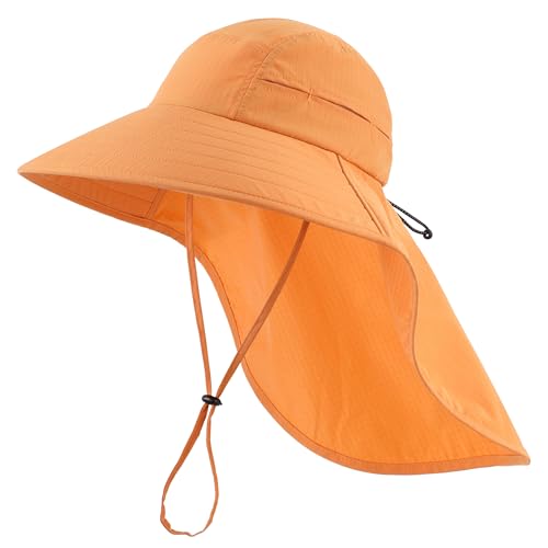 Image of Home Prefer UPF 80+ Sun Hat for Men Women Wide Brim Sun Hat with Neck Flap Summer Beach UV Protection Gardening Fishing Hat