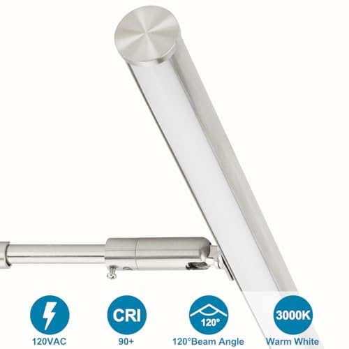 Image of LED Picture Lights for Paintings Plug in, 14 inch 4W Adjustable Art Light Gallery Wall Light for Display Art Work, Brushed Nickel Finish, CRI90+, 3000K Warm White, ETL Listed (Pack of 2)
