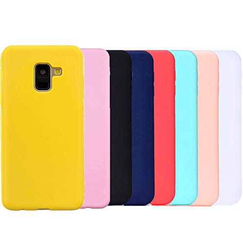 HereMore - Carcasa para Samsung Galaxy A8 2018 (8 x 1 x 8 x 2018), Color Rojo, Azul Oscuro, Rosa Oscuro, Verde, Amarillo, Rosa, Blanco, Negro