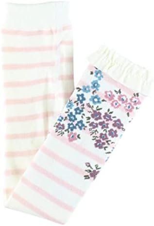 RuffleButts Girls Footless Ruffle Tights - Ballet Pink Stripe Floral - 4T-6