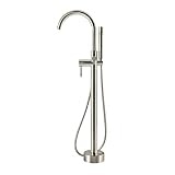 Ove Decors Athena Satin Nickel 1-Handle Residential Freestanding Bathtub Faucet, with Hand Shower