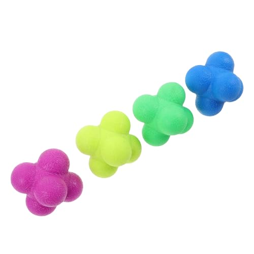 Abaodam 4pièces Lot de Balles de Réaction Hexagonales Caoutchouc pour Coordination Œil-Main Agilité et Réflexes Ballon Entraînement Portable pour Améliorer Vitesse et Réactivité