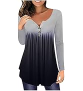 Tops for Women 3/4 Sleeve Sexy V Neck Criss Cross T-Shirts Casual Gradient Color Loose Cotton Tee...
