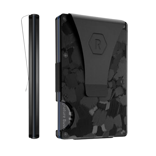 The Ridge Wallet for Men - Slim Minimalist Compact Wallet and Card Holder, RFID Protected Front Pocket Wallets with Integrated Money Clip (Forged Carbon)