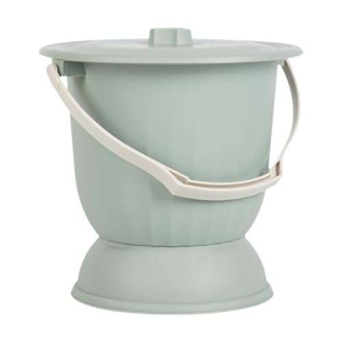 MagiDeal Potty Pot Chamber Pot Toilet, Night Urinal Spittoon with Lid and Handle, Potty Bucket for Woman Bedroom Indoor, Green