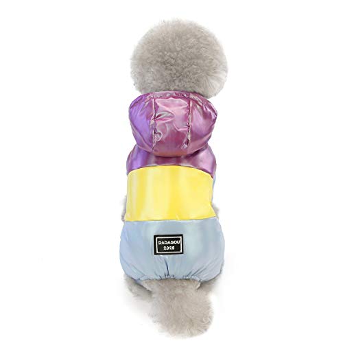 Izefia Hundemantel Winddichte Jacke Kaltwettermantel 4 Beine Warmer Hundeoverall Winter Dicke Kleidung Hundemantel für Kleine Hunde Mittlere Katze
