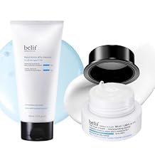 belif Cleanse & Deep Moisture Duo - Aqua Bomb Jelly Cleanser & Moisturizing Bomb Set with Peptides and Ceramide for Gentle Cleansing and 48-Hour Hydration