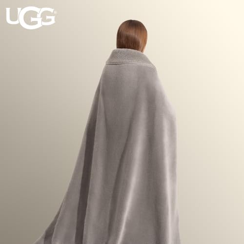 Image of UGG Whitecap Throw Blanket, Soft Fleece Blanket, 50 inch x 70 inch, Seal Grey