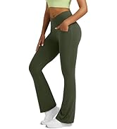 Boerfmian Flare Leggings for Women Yoga Pants with Pockets High Waisted Crossover Flare Leggings ...