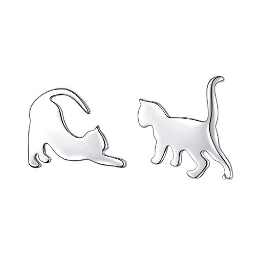 925 Sterling Silver Cute Animal Cat Stud Earrings for Women Birthday Gift Cat Lover Jewelry