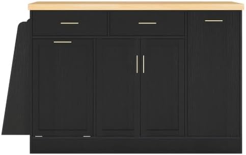 Bellemave Sideboard Buffet Cabinet with Drawers & Adjustable Shelves, Modern Kitchen Pantry with Tilt Out Trash Can, Coffee Bar Station with 3-Tier Pull-Out Rack for Dining Room, Kitchen (Black/58)