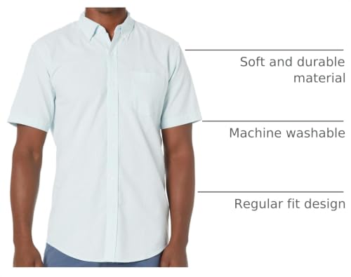 Amazon Essentials Men's Regular-Fit Short-Sleeve Pocket Oxford Shirt, Blue Stripe, X-Small - image 4