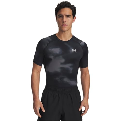 UA HG Armour Printed SS - Nero/Bianco - XL