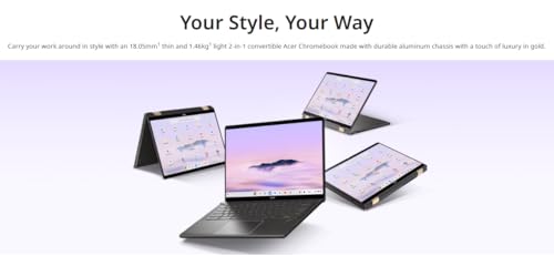 Image of Acer Chromebook Plus Spin 714 2-in-1 Laptop 14 inch WUXGA IPS Touchscreen (100% sRGB) Intel 8-core Ultra 5 115U 8GB RAM 1TB SSD Backlit Type-c Long-Lasting Battery ICP Hub w /Google AI