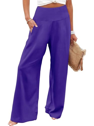 JZC Women's Palazzo Lounge Pants Casual Wide Leg Pants High Waist Flowy Toursers with Pockets