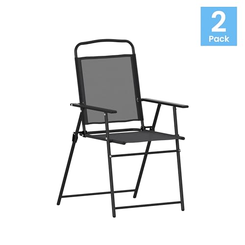 image for Flash Furniture Mystic Folding Patio Sling Chairs, Outdoor Textilene L