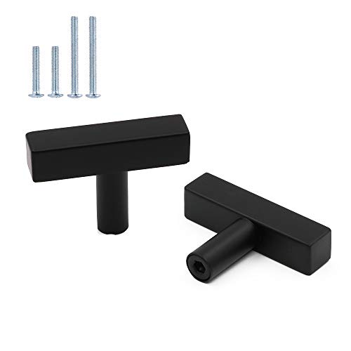 Preisvergleich Produktbild goldenwarm 10 Stück Schwarz Quadratischer Griff Küchenschrank Türgriffe Schrank ziehen Gesamtlänge 50mm T Stangengriff Hohle Edelstahl Möbelgriffe Relinggriff Inklusive Schrauben