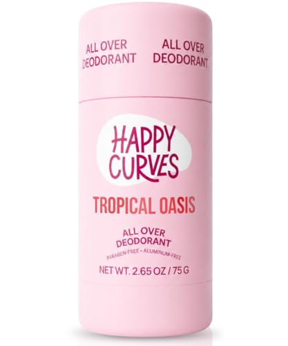 HAPPY CURVES All Over Whole Body Deodorant for Women - Aluminum-Free - Invisible All Day Layer of Full Body Protection for Long Lasting Odor Control Sensitive Skin & Private Parts - Tropical Oasis