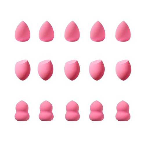 Pink 15 Pcs Beauty Blender Sponge Set:Medium Makeup Sponges For Foundation,Powder,Liquid,Facial Makeup Tools,Latex-Free, High-density Beauty Sponge
