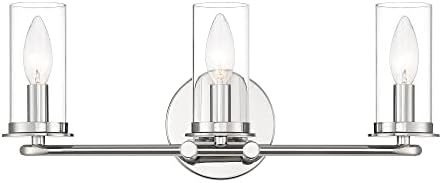 DESIGNERS FOUNTAIN Hudson Heights 3 Light Bathroom Vanity Light Fixture, Polished Nickel, D268C-3B-PN