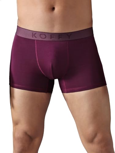 Image of KOFFY Men's Stretchable Cotton Lycra Long Trunk with C-Type Front Open | Wrinkle-Free | Ultra-Soft Elastic