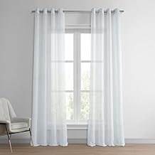 HPD Half Price Drapes Grommet Sheer Curtains For Living Room Solid Linen Texture 50 X 120 1 Panel, SHCH-SS07161-120-GR, Aspen White