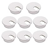 Mini Skater 1.37 Inch Plastic Desk Grommet Hole Cover Plate Organizer for Wires Cords Cables,8Pcs,White