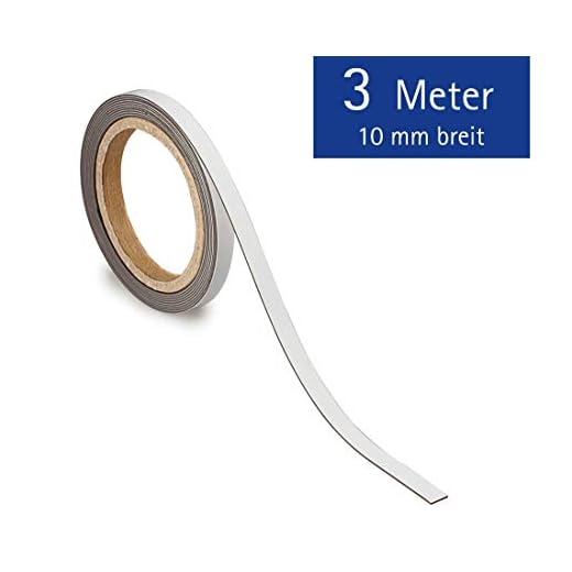 Maul 6523102 märkningsband, magnetiskt, 3 000 mm x 1 cm, 1 mm, vit