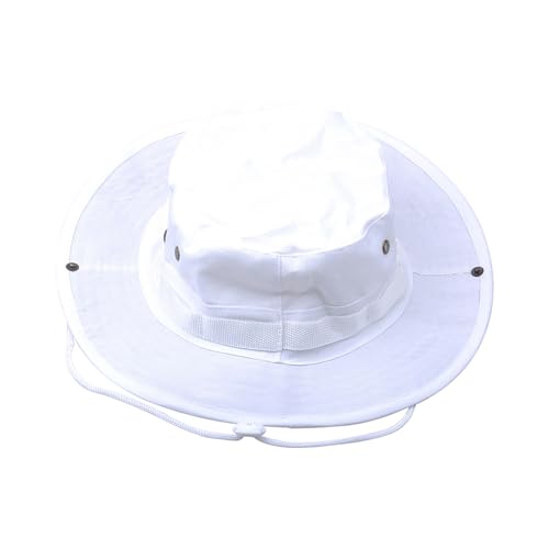 TopTie Sombrero de pesca Boonie de ala ancha para adultos y jóvenes, Blanco, L