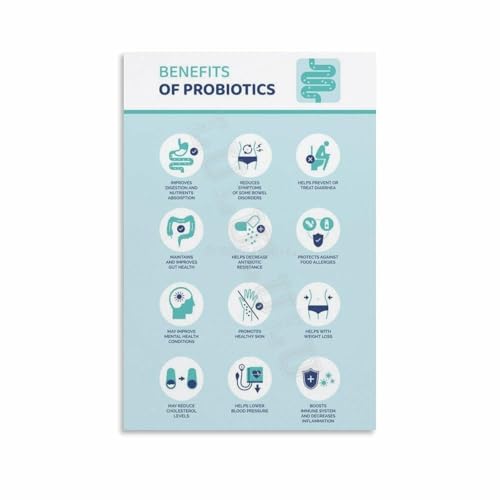 Probiotics Explained Informative Guide on Gut Flora Educational Poster for Clinic Gym and Home Decor(Unframed,16x24inch(40x60cm)