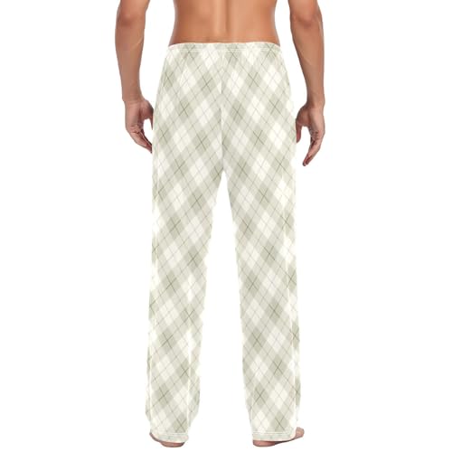 susiyo Diagonal Plaid Pattern Men's Pajama Pants Cotton Pajama Bottoms Sleepwear PJ Pants Lounge Pants with Pocket Drawstring3