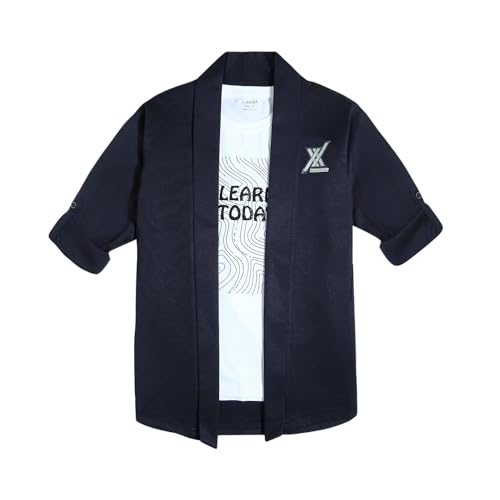 Image of CAVIO Boys Solid Open-Front Shrug with T-Shirt