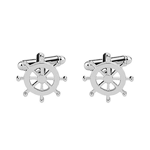 BOduShang Gemelos Hombre Gemelos para los Hombres Negocios Gemelos Timón Gemelos Camisa Gemelos Mejor Hombre Gemelos Gemelos de Plata Regalo para Hombres Cover