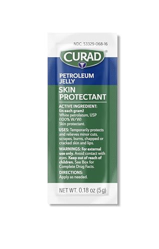 CURAD Petroleum Jelly Skin Protectant, Healing Ointment for Dry Cracked Skin, 144 Count Packets