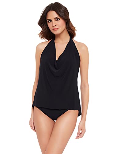 MagicSuit Women's Swimwear DD-Cup Solid Sophie Cowl Neck Underwire Bra High Low Hem Tankini Top