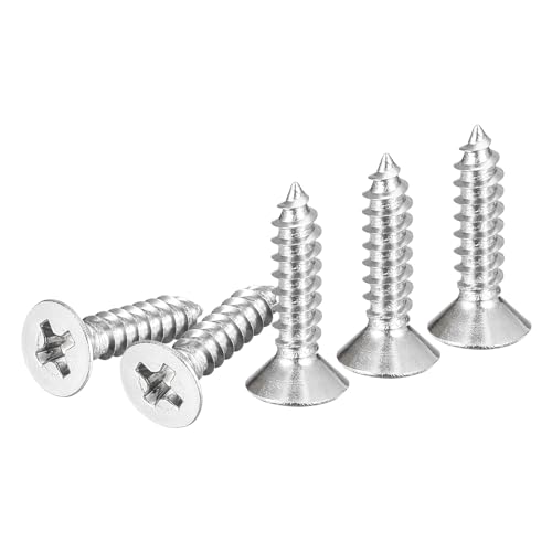 Image of DTGN 50Pcs #6x5 /8 inch Flat Head Wood Screws, 304 Stainless Steel Phillips Self Tapping Screws - Good for Woodworking, Furniture - Silver