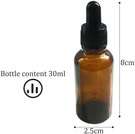 TUAKIMCE 30ml Amber Dropper Bottle, Pack of 12 Amber Brown Glass Dropper Bottles with Dropper Pipettes, Small Sample Glass Bottles Refillable for Essential oil Diffuser, Beauty Oil Mix